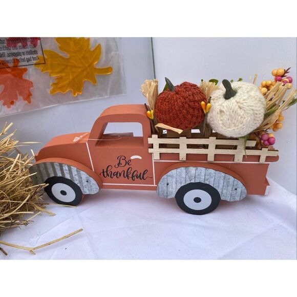 🍁 Fall Harvest Décor 3 Piece Bundle Gnome Plush LED, Be Thankful Truck & Leaf W - Picture 5 of 10